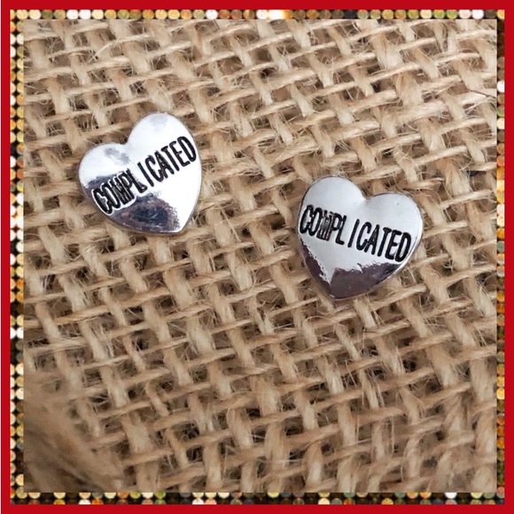 None Jewelry - New Silver heart complicated relationship earrings